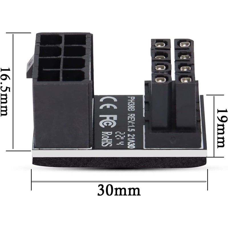 YAODHAOD ATX 8Pin U Turn,180 Degree Angled Power Adapter for