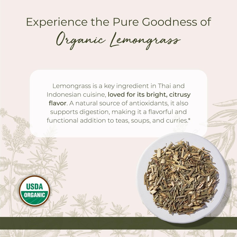 Starwest Botanicals Organic Lemongrass - Dried Loose Leaf Herb for
