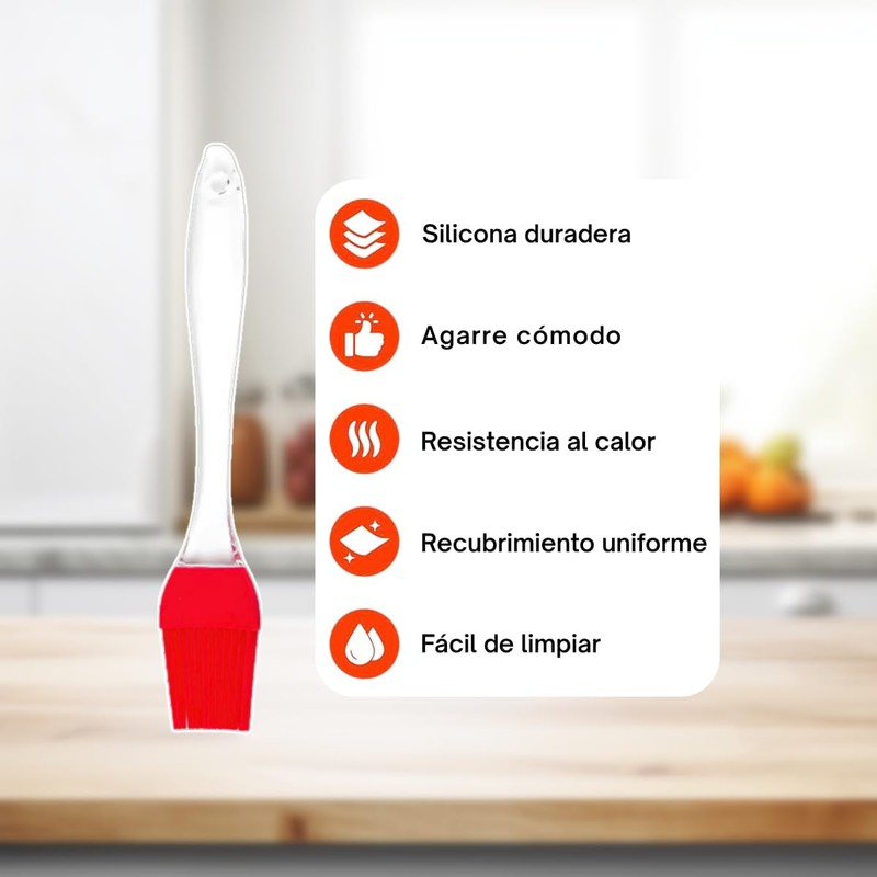 Dúo espatula miserable brocha silicona cocina repostería, resistente al calor,