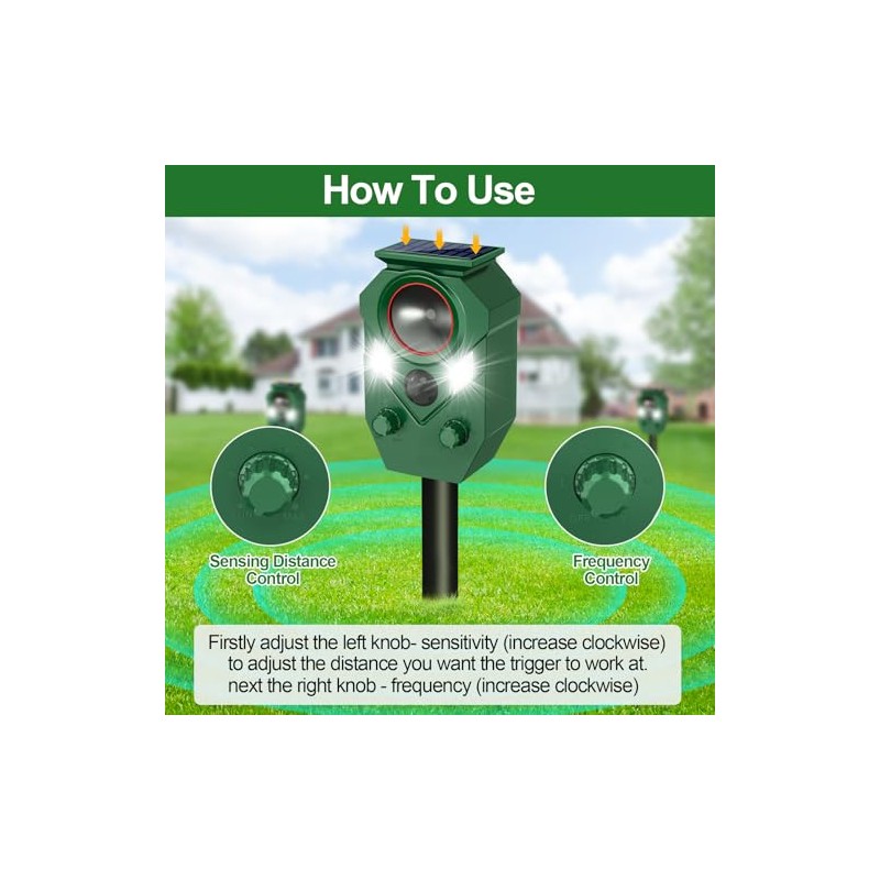 Ultrasonic Animal Repeller Outdoor,Cat Repellent & Deterrent with PIR Sensor