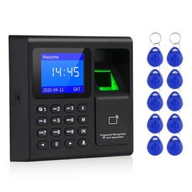 RANJOVER Fingerprint Attendance Machine+10 Cards Access Control Electric Time Clock Recorder RFID Keypad