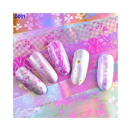 Flower Butterfly Nail Foil Transfer Sticker Daisy Rose Sunflower 10 Pcs 20X4Cm Dd01 Nail Wraps Stickers Manicure Supplies for Women Nails Full Long Lasting Easy Apply and Remove