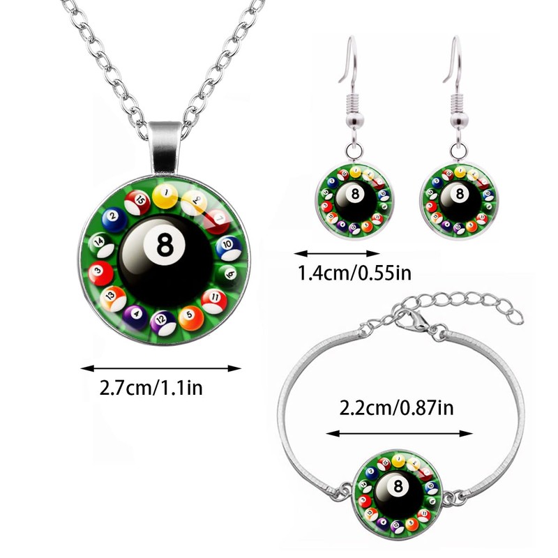 Mandy Xia Pool Billiards Ball Necklace Bracelet Earrings Sets Lucky