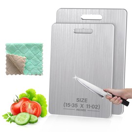Standerd size Titanium Cutting Boards for Kitchen - with cleaning cloth, Cutting Edge Hygiene & Durability, Dishwasher Safe, Double-Sided Food Grade Cutting Board - medium size 15.35” x 11”02 x 0.04"