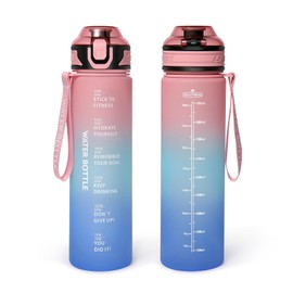 Binudum Drinking Bottle, Leak-Proof Sports Water Bottle with Time Marking, BPA-Free, Tritan Water Bottle, Lightweight, Reusable, Robust, Sports Bottle for Fitness, Bike, Yoga, Outdoor, School