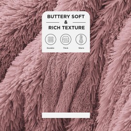 Bedsure Fluffy Dusty Pink Throw Blanket Gifts for Women, Girls, Soft Fleece Cozy Fuzzy Sherpa Plush Warm Minky Thick Faux Fur Throws for Couch, Dark Pink Decor Spring Blanket Gifts for Her, 50x60