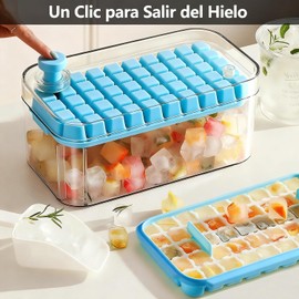 Molde para Hielos de 200 Cubitos, Hielos Molde con 4 Bandeja para Hielos con Tapa y Cubitera, Moldes para Hielo Reutilizable - Ice Cube Maker Presionado para Liberar Fácilmente