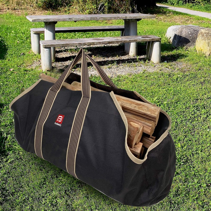 Fire Beauty Large Canvas Log Tote Bag Firewood Log Carrier