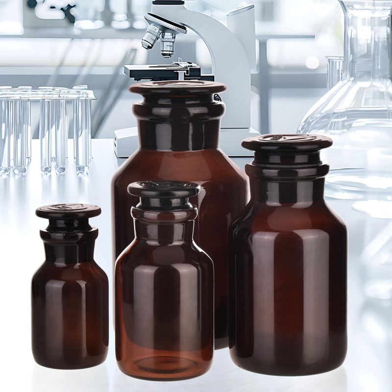 Kestun Glass Bottle,Lab Wide Mouth Reagent Bottle,Amber Glass Reagent Bottle,500ml