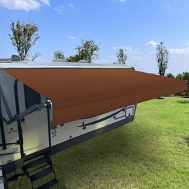 SHADEPLUS RV Awning Fabric Replacement,Camper Awning Replacement,16 oz Waterproof Vinyl Universal RV Awning Replacement for All Brands Camper,Trailer, Motorhome Awnings,Both Sides Dyeing Cocoa 14'2''