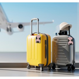 Pink Cat 2 Pack Luggage Tag for Suitcase Label Cute Unique Leather Suitcase Tags Identifiers with PU Privacy Name Address Labels & Durable Steel Loop for Women Men Travel