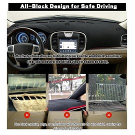 MusTree Dash Cover Mat Fit for Chrysler 300 300C 2011 2012 2013 2014 2015 2016 2017 2018 2019 2020 2021 2022 2023 Dashboard Cover All-Black Dash Mat with Anti-Slip Silicone Granules Pad Accessories