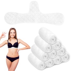 worahroe Pack of 10 Bra Inserts, Sweating, Women's Reusable Bra Inserts, Cotton, 3-Layer Sweat Absorber Pads, Extra Soft, Breathable for Sports and Breastfeeding (White)