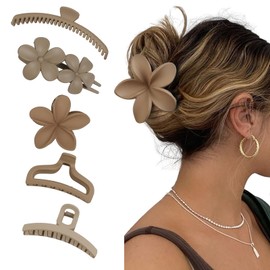 5PCS Hair Clips for Women Flower Hair Clips Non-slip Claw Clips Matte Hair Claw Clip for Thick Thin Hair Fashion Hair Clip Set Multi-style Hair Accessories for Girls
