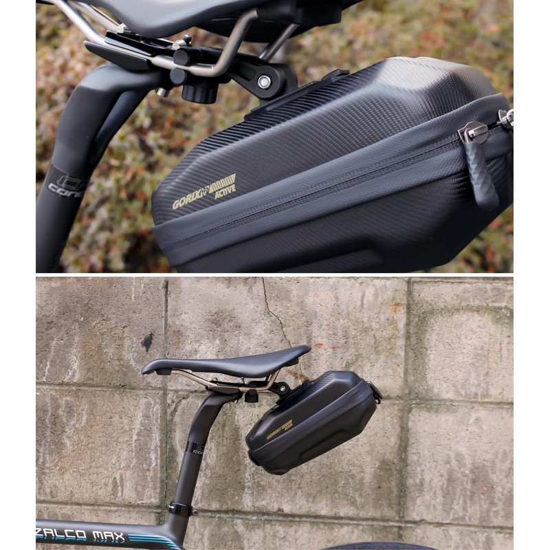 GORIX Bike Saddle Bag Rear Hard Shell Durable Waterproof Cycling