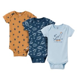 Gerber Baby Boys' Little Dude 3-Pack Onesies Bodysuits - Blue, 3-6M