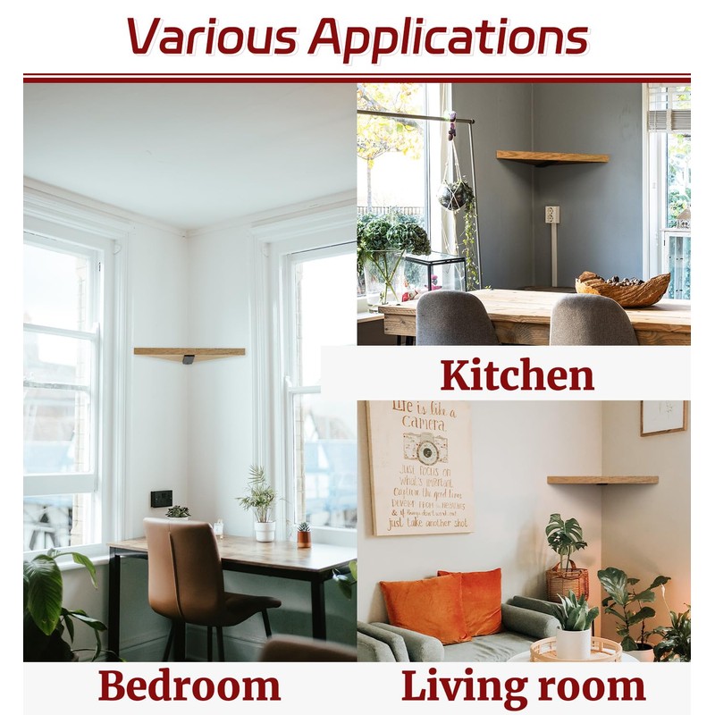 ISOKER Corner Shelf Bracket, 11 inch 3-Pack 1/5” Thick Carbon