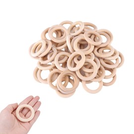 100PCS Wooden Rings for Crafts, 50mm/2.0inch Unfinished Wood Rings Wooden Circles Wood Craft Rings