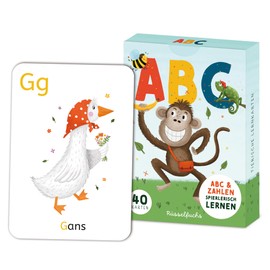 ABC Lernen - ABC Karten für Kinder (DIN A7) - Buchstaben Karten - Lernkarten für Vorschule und Grundschule - Alphabet Lernen