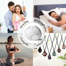 YATOJUZI 1PCS White Howlite Stone 1.6"-2" Crystals and Healing Stones Crystal Palm Polished Worry Stones Rocks Gemstones for Meditation Chakra Balancing Gifts for Women Men