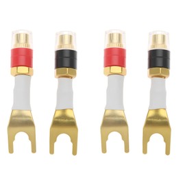 EMSea 2 Pairs Spades Fork Plug to Twist Binding Post Banana Female Jack Socket for Speaker Amplifier Instrument