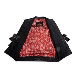Men's Motorcycle Red Stitching with Diamond Quilting Red Paisley Liner Leather riding Vest (as1, numeric, numeric_44, regular, regular, 44), 7320