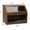 HOMEKOKO Double Layer Large Bread Box for Kitchen Counter, Wooden
