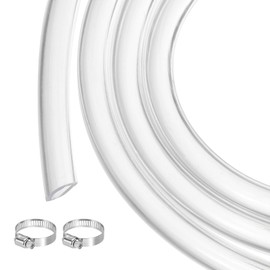 MECCANIXITY Clear PVC Tubing 1/4" ID 3/8" OD Plastic PVC Tube Flexible Water Hose 10ft for Industrial Tubing, Aquariums, Pump, 6.4mm x 9.5mm, with 2pcs Clamps
