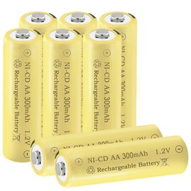 Teneyuuo 1.2 Volt AA 300mAh NI-CD Rechargeable Batteries for Outdoor Solar Decorative Lights, Candles Light, Solar Lamps, 8-Packs