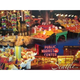 Colourpicture NEW POST CARD  AERIAL VIEW PUBLIC MARKET CENTER  SEATTLE  WASHINGTON