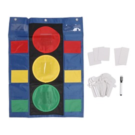 Stoplight Learning Pocket Chart Dry Erase Cards Pen Behavioral Management Tool for Classroom