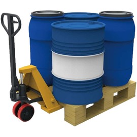 Gekko Model GEC35GM0034 1/35 5t Hand Forklift, Wooden Pallet, 200 Liter Drum, Plastic Drum