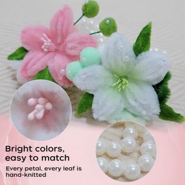 Oeaesahr Hand Woven Flower, Hand-Knitted Wrist Flower, Crochet Flower Wristbands, Pipe Cleaners Craft,Hand Made Wristband Accessories, Artificial Flower Wrist Corsages for Brides Wedding, Prom