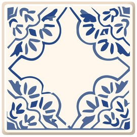 Poromoro Spanish Portuguese Azulejo Style Peel and Stick Backsplash Tile Stickers Set of 16 pcs(3.9_21)
