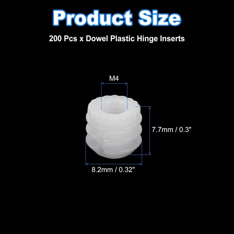 sourcing map 200Pcs 0.32"x0.3" Hinge Dowels, Plastic Dowel Insert with