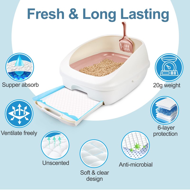 Ownpets Cat Litter Pads 45X33CM, Leak-proof, 6-Layer, 20 Pack