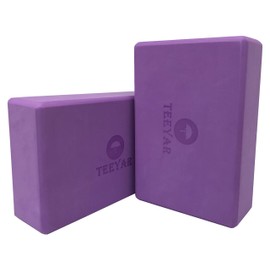 TEEYAR Truly High-Density Yoga Blocks - 2-Pack Durable Premium EVA 4 Inch(23x15x10cm, 300gx2) or 3 Inch(23x15x7.2cm, 230gx2) for Yoga/Pilates/Stretching(3 Inch Purple)