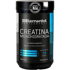 Elemental Creatina Monohidratada, Hecho por PiSA, Pureza Certificada Laboratorio | 90 Servicios de 5g, 450g | Alto Rendimiento, Performance, Pre workout, Sin Sabor, Apto para Veganos