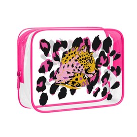 yaozeio Leopard Print Clear Makeup Bag for Women Girls Transparent PVC Organizer Pouch for Sister Friend Christmas Birthday Gifts for Daughter Mom Waterproof Toiletry Bag Travel Gift