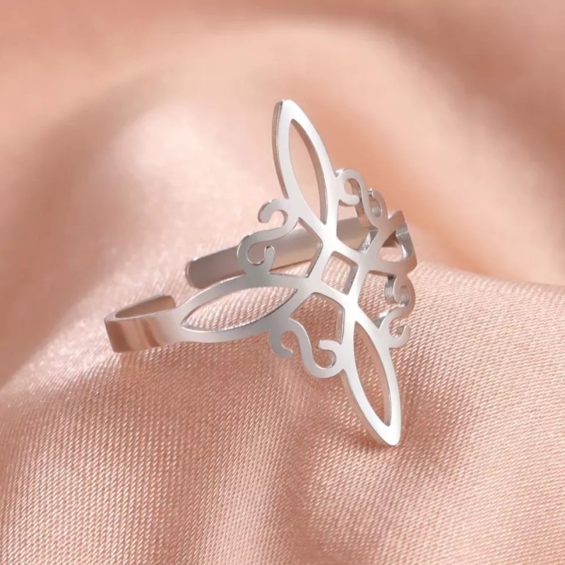 Jextech Anillo Nudo De Bruja Wiccan Celta Acero Amuleto Protección