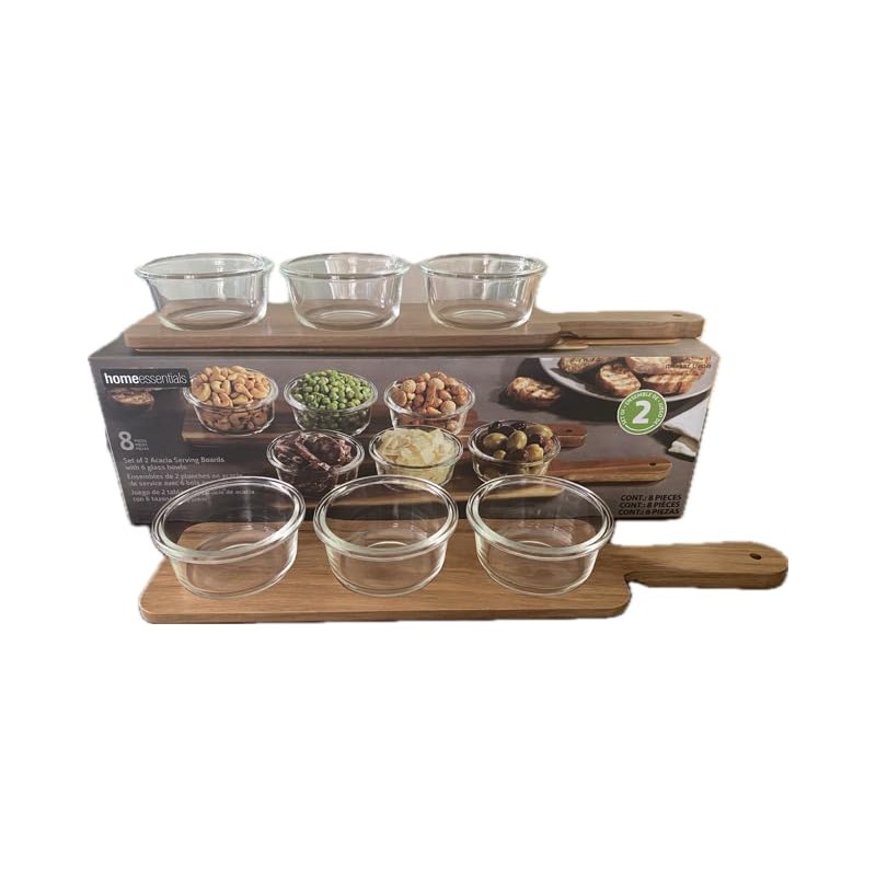 Home Essentials set of 2 Acacia Serving Boards with 6