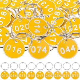 STOBOK Numbered Key Fob Aluminium 1-100 ID Tags Labelling Marks Bookmarks Number Marks Key Tags with Key Rings for Organising and Sorting 1 Set Yellow