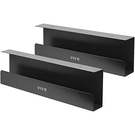 VIVO - Bandejas de gestión de cables para debajo del computadora, 42 cm, soportes para regletas de alimentación, organizadores de cables, domadores de cables para oficina y hogar, negro, paquete de 2,