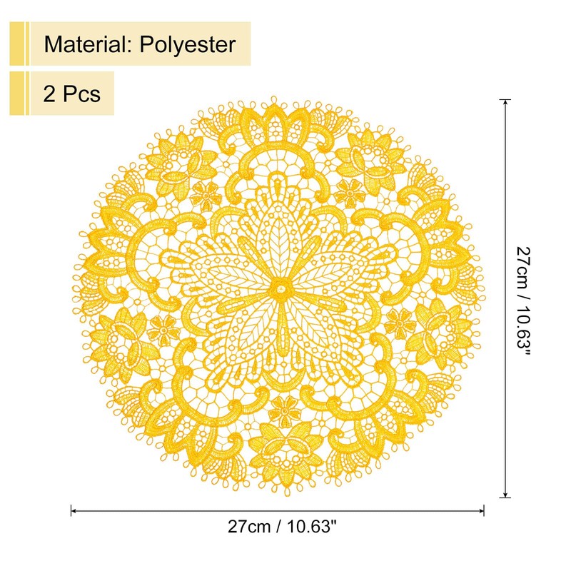 sourcing map 2Pcs Retro Lace Placemats, 10.6x10.6inch Round French Crochet