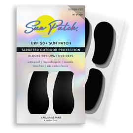 Sun Patch, Hypoallergenic Sun-Screen Under Eye Patches, 100% Silicone UPF-50 UV Protection, Reusable, 1 Pack/4 Pairs, Black