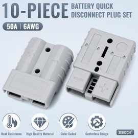 ZEHGCH 50Amp 6-10 Gauge Battery Cable Quick Connect/Disconnect Connector Plug Kit for Car Forklift Motor Winch Trailer (6AWG10PCS Grey)