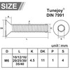 Tunejoy Countersunk Screws M6 x 35 mm Stainless Steel A2