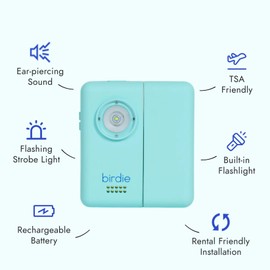 She's Birdie - The Original Personal Safety Door Alarm for Travel, at Home, or Window Security - Portable, Loud Siren, Flashing Light Alert + Built in Flashlight, Rechargeable, Rental Safe (Coconut)