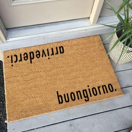 Arrivederci Buongiorno Italian Doormat, Italian Ciao Italy European Outdoor Welcome Mat, Christmas Day Non Slip Floor Mat for Home Bathroom Kitchen Entrance 16 x 24 inch
