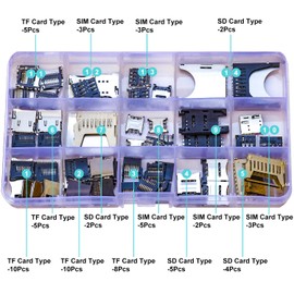 JTSNERU TF SD SIM Memory Card Slot Card Socket Assorted Kit, Micro TF SD SIM Card Connector Holder Memory Card Slot Holder Sockets PCB Mount Connector (JTS-TF)